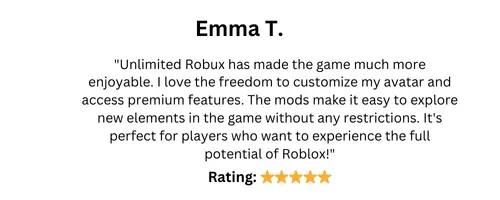 Roblox mod apk v2.700.937 (mod menu, unlimited robux, ) 32 review from Emma