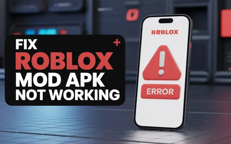 Top 7 Quick Fixes for Roblox Mod APK Not Working on Android 1 Smartphone screen showing Roblox app with an error icon, used for fixing Roblox Mod APK issues.